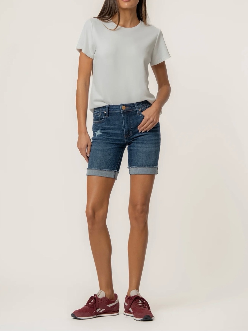 Kut from the Kloth katherine Boyfriend short Dark Blue Boyfriend Denim Shorts - Picture 2 of 12